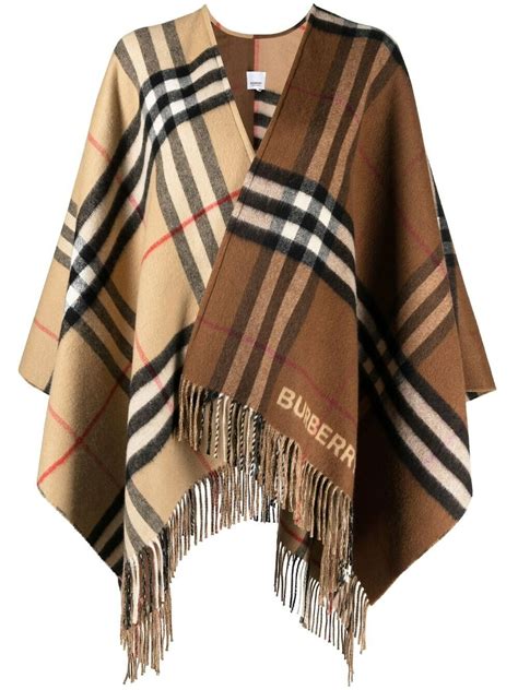 burberry kåpe|burberry check cashmere cape.